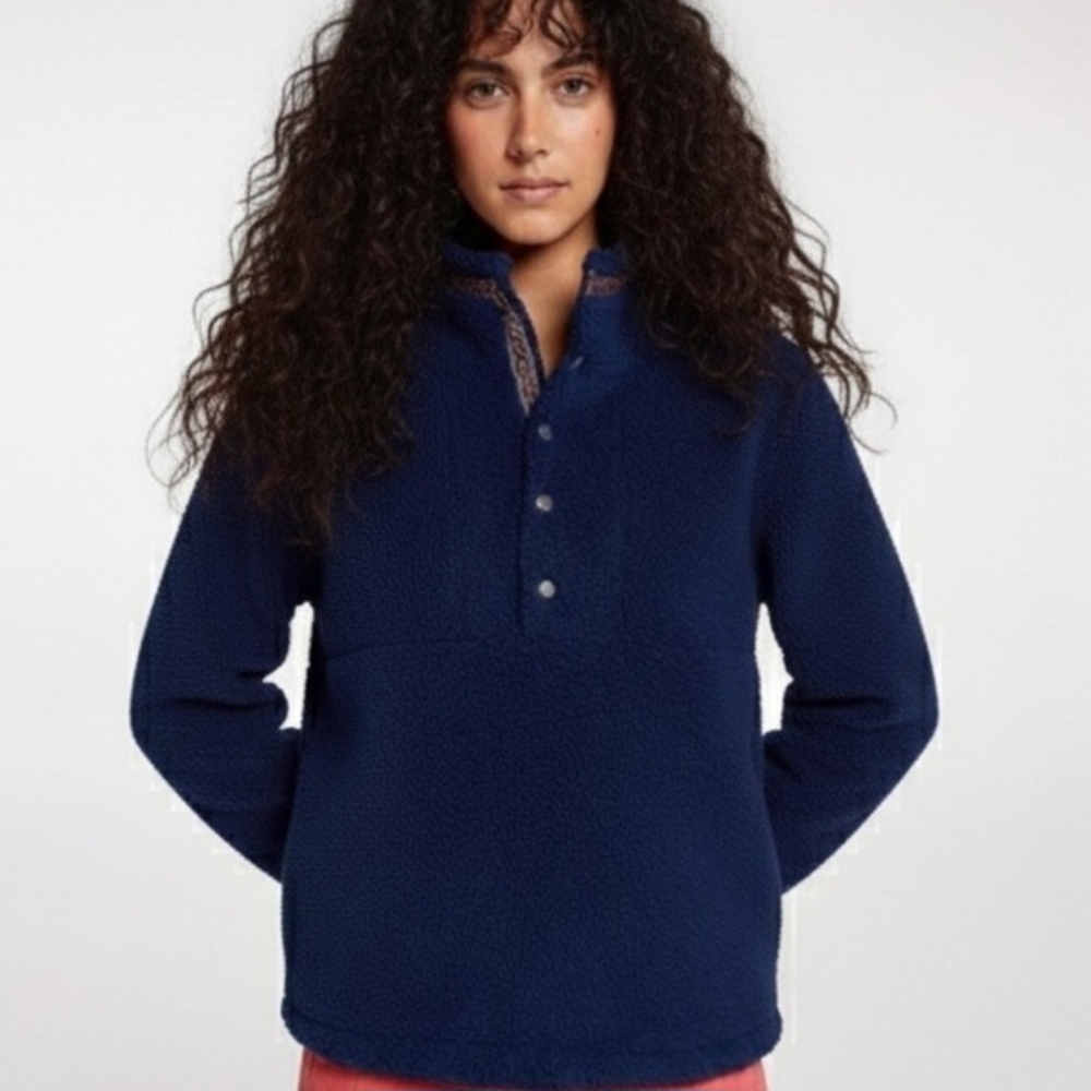Alpine Design Women's 1/4 Snap Sherpa Pullover Vintage Blue Size‎ S